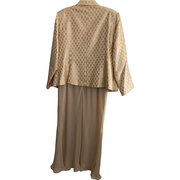 Nebiani Women's 18W Gold 2-Piece Dress Suit Formal Polka Dot STAIN ON FRONT - Picture 2 of 16